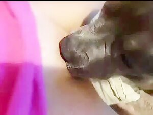 Intimate Moment: Woman and Dog