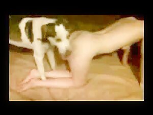 Attractive woman and her intimacy with a dog (poor quality - no sound)