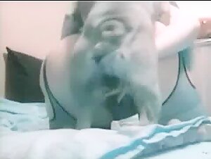 Woman in ecstasy with her canine companion