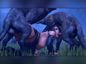 Una puta recibe una paliza sexual de un par de lobos salvajes