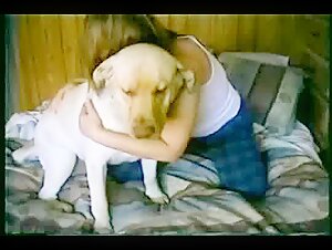 Woman and her dog in an intimate relationship