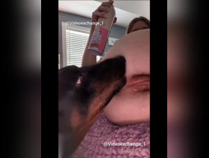 Doggy Delight: Wet pussy, erect clit taking center stage