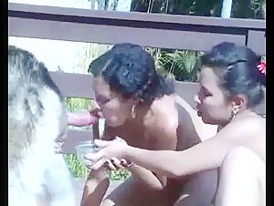 Latina Sensuelle et sa Bouche Affamée Avale le Sperme de Chien
