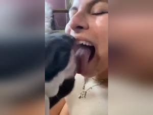 Sloppy kisses: Dog conquering a girl
