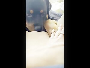 Intimate Moment with a Four-Legged Friend