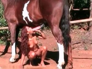 Leggy slut with curly hair gets fucked by a horse