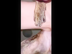 Woman films herself with her dog