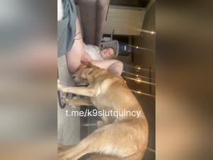 Filthy Fantasy: She gives in with our four-legged friend, in her home.