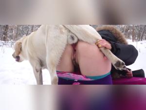 Dog Devours Slut Yasmin in the Snow