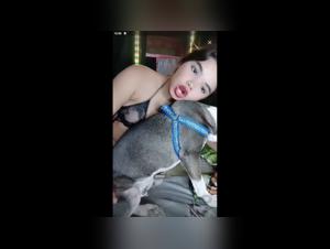 Dog Fucks Girl in Black Thong