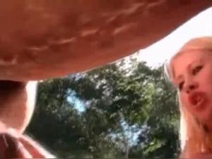 A woman tries to please a horse's cock