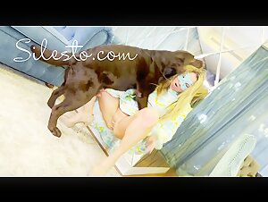 Veronica Silesto and her dog in a beastly video