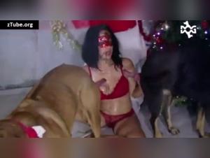 Double canine pleasure with Lisa: going deep with two dogs at once