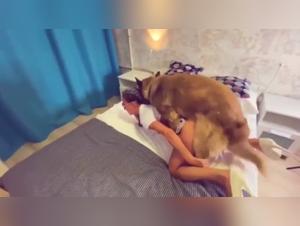 Doggystyle delight: A three-way with canine action
